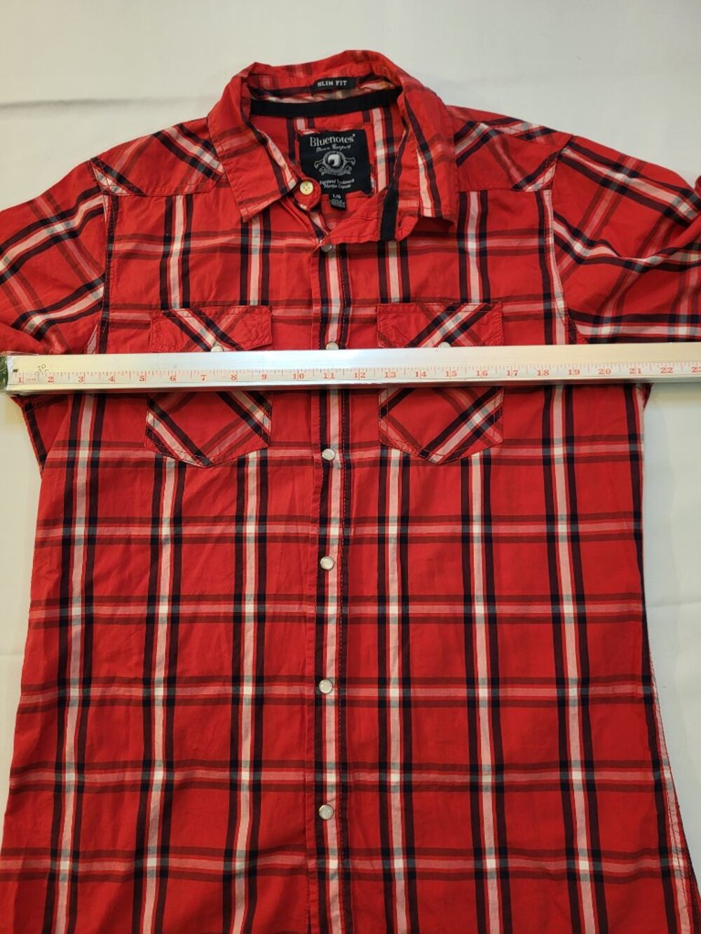 Bluenotes Men’s Red Plaid Short Sleeve Button-Up Shirt Size Large - Picture 5 of 9